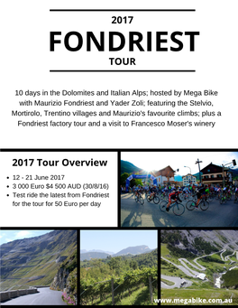 Fondriest Tour 2017