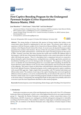 First Captive Breeding Program for the Endangered Pyrenean Sculpin (Cottus Hispaniolensis Bacescu-Master, 1964)