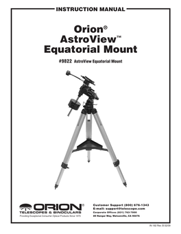 Orion® Astroview™ Equatorial Mount