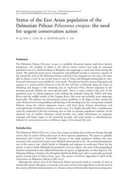 Status of the East Asian Population of the Dalmatian Pelican Pelecanus Crispus: the Need for Urgent Conservation Action