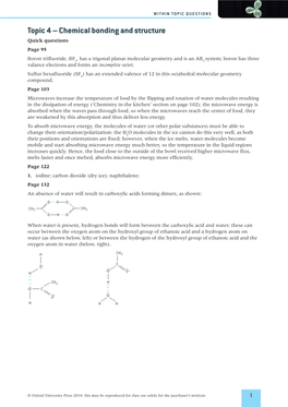 Topic 4 – Chemical Bonding and Structure Quick Questions Page 95