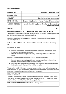 Informal Cabinet Report Template