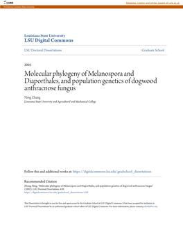 Molecular Phylogeny of Melanospora and Diaporthales, and Population