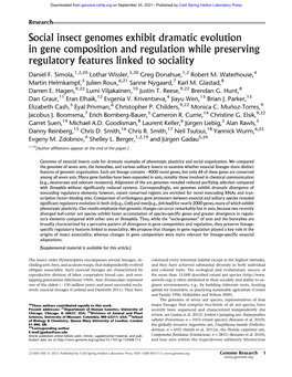 Social Insect Genomes Exhibit Dramatic Evolution in Gene Composition and Regulation While Preserving Regulatory Features Linked to Sociality