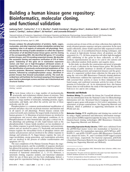 Building a Human Kinase Gene Repository: Bioinformatics, Molecular Cloning, and Functional Validation