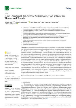 How Threatened Is Scincella Huanrenensis? an Update on Threats and Trends