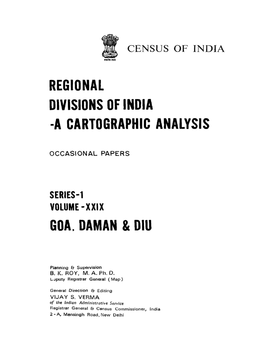 Regional Divisions of India a Cartographic Analysis, Vol-XXIX