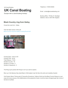 Black Country Ring from Gailey | UK Canal Boating