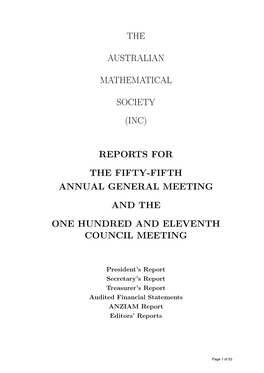 The Australian Mathematical Society Medal in 2010 the Australian Mathematical Society Medal Was Awarded to Professor Kate Smith-Miles