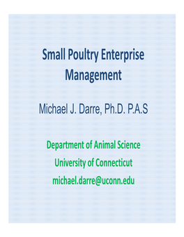 Small Poultry Enterprise Management