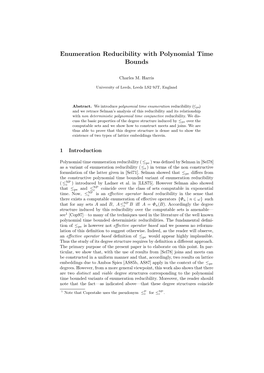 Enumeration Reducibility with Polynomial Time Bounds