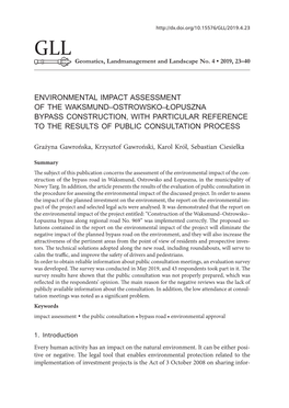 GLL/2019.4.23 GLL Geomatics, Landmanagement and Landscape No