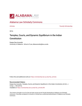 Temples, Courts, and Dynamic Equilibrium in the Indian Constitution