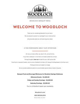 BANQUET MENU Welcome to Woodloch