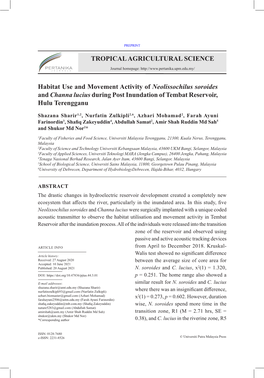 TROPICAL AGRICULTURAL SCIENCE Habitat Use And