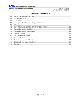 Table of Contents 100 General Requirements