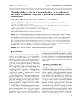 Molecular Phylogeny of Tribe Schismatoglottideae (Araceae) Based on Two Plastid Markers and Recognition of a New Tribe, Philonotieae, from the Neotropics