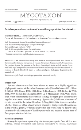 Basidiospore Ultrastructure of Some &lt;I