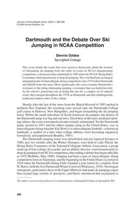 Dartmouth and the Debate Over Ski Jumping in NCAA Competition