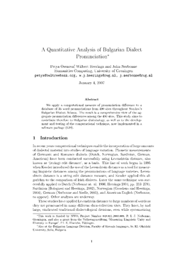 A Quantitative Analysis of Bulgarian Dialect Pronunciation∗