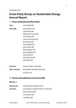 Cross Party Group on Sustainable Energy Annual Report