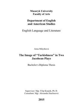 “Turkishness” in Two Jacobean Plays