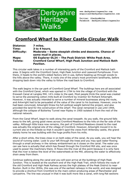 Cromford Wharf to Riber Castle Circular Walk