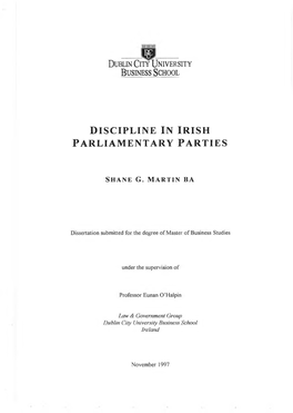 Discipline in Irish Parliamentary Parties
