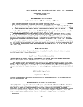 Flora of the Carolinas, Virginia, and Georgia, Working Draft of March 17, 2004 -- AUCUBACEAE
