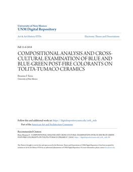 Compositional Analysis and Cross-Cultural Examination of Blue and Blue-Green Post-Fire Colorants on Tolita-Tumaco Ceramics.