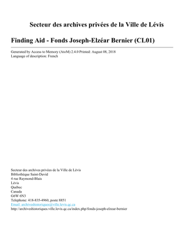 Fonds Joseph-Elzéar Bernier (CL01)