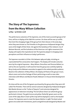 The Story of the Supremes from the Mary Wilson Collection 13 May – 19 October 2008