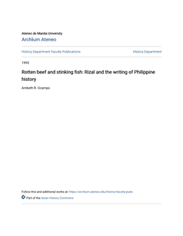 Rotten Beef and Stinking Fish: Rizal and the Writing of Philippine History