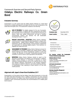 Odakyu Electric Railways Co. Green Bond