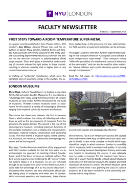 FACULTY NEWSLETTER Edition 3 - September 2014