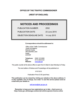 Notices and Proceedings: West of England: 23 June 2015