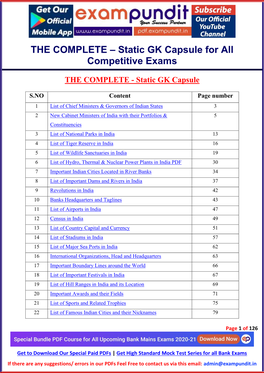THE COMPLETE – Static GK Capsule for All Competitive Exams