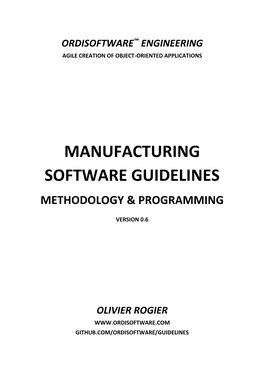 Manufacturing Software Guidelines Methodology & Programming