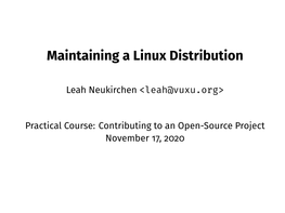 Maintaining a Linux Distribution