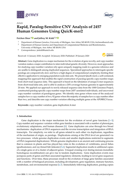 Rapid, Paralog-Sensitive CNV Analysis of 2457 Human Genomes Using Quick-Mer2