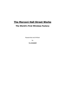 The Marconi Hall Street Works