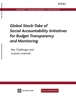 Global Stock-Take of Social Accountability Initiatives for Budget Transparency and Monitoring