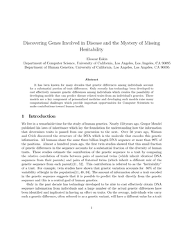 Discovering Genes Involved in Disease and the Mystery of Missing Heritability