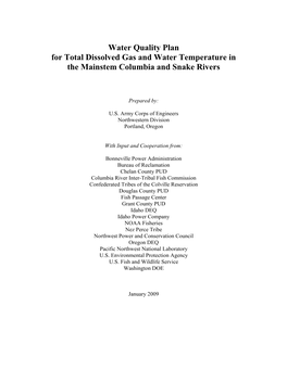Water Quality Plan for Total Dissolved Gas and Water Temperature in the Mainstem Columbia and Snake Rivers