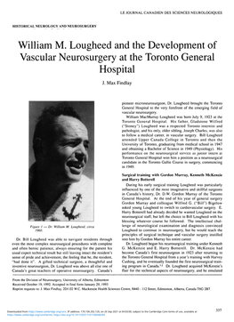 William M. Lougheed and the Development of Vascular Neurosurgery at the Toronto General Hospital