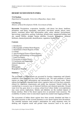 Desert Ecosystem in India - T.S.Chouhan, U.K.Sharma