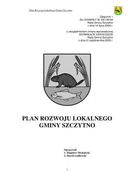 Plan Rozwoju Lokalnego Gminy Szczytno