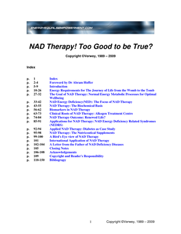 NAD Therapy! Too Good to Be True?