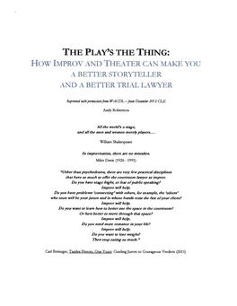 ( the Play's the Thing