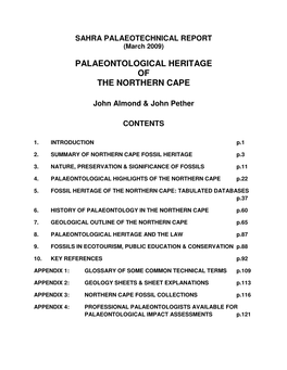 Palaeontological Heritage of the Northern Cape